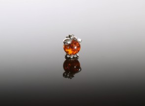 Natural amber pendant with sterling silver "Sheep"