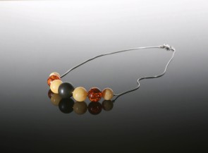 Sterling silver necklace with natural amber beads