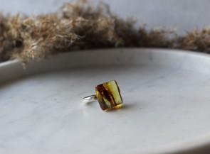 Silver ring with natural amber