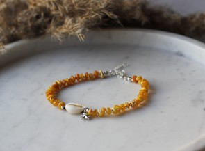 Natural amber ankle bracelet