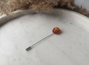 Natural amber brooch