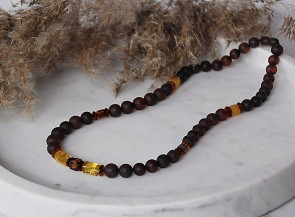 Natural amber men's necklace 