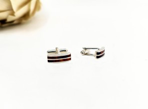 Sterling silver cufflinks with natural amber